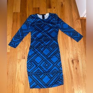 Blue and Black Patterned Mini Dress